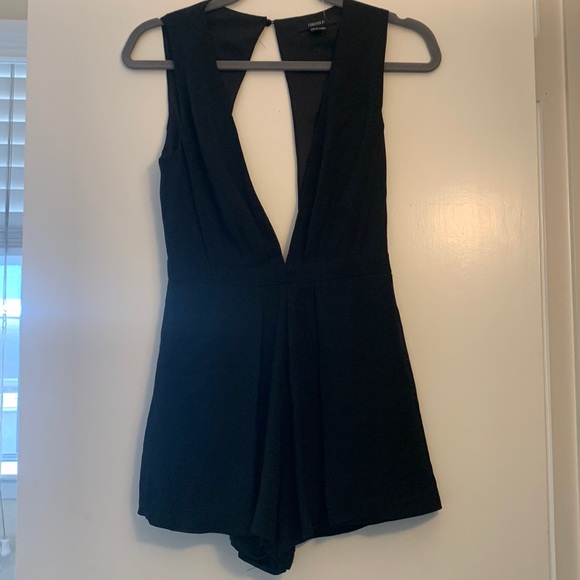 Pants - Deep V Black Romper